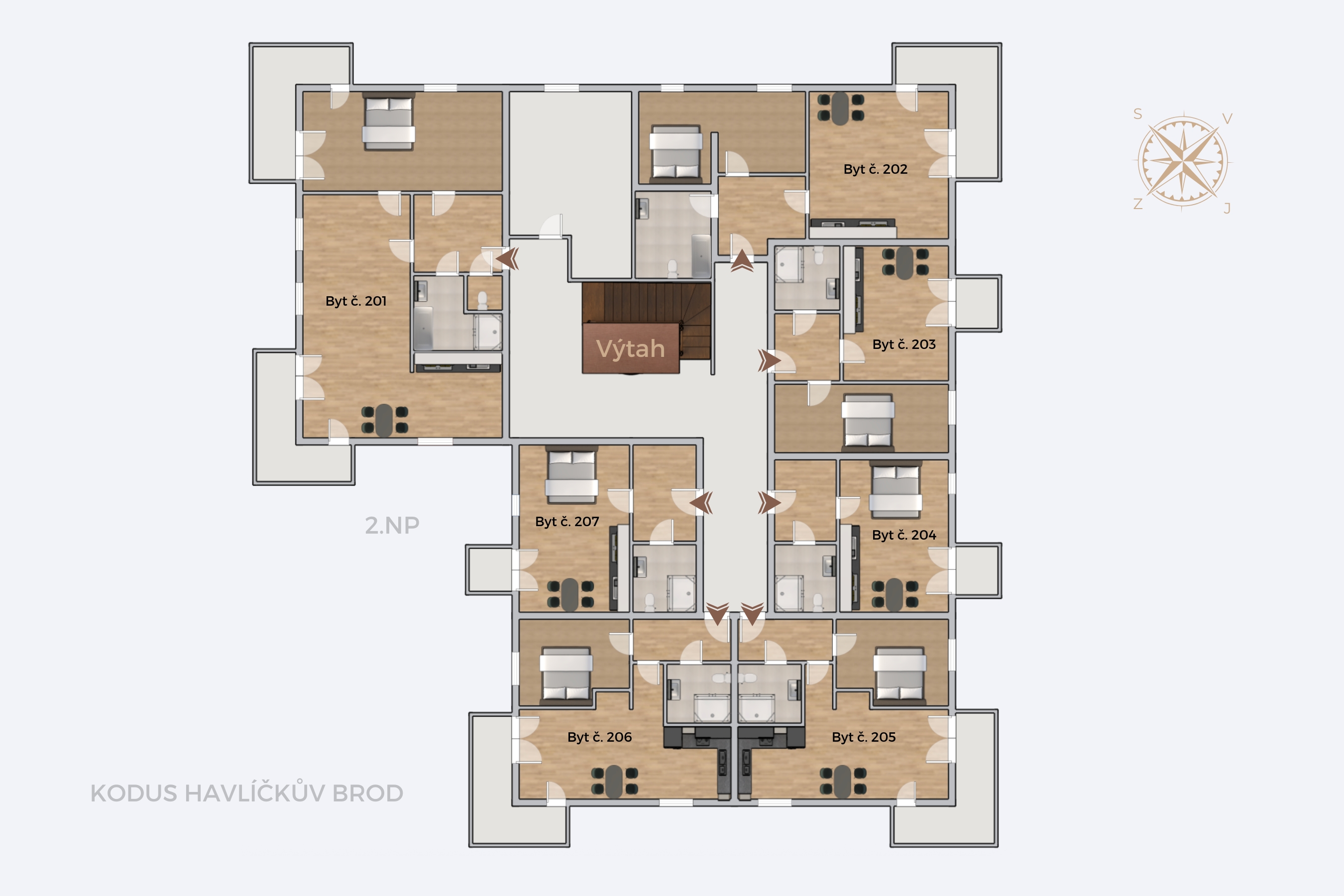 Kodus Havlíčkův Brod - půdorys 2. podlaží